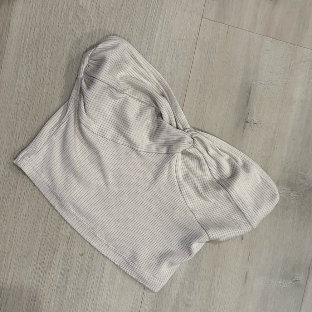 Silver Ribbed Tube Top